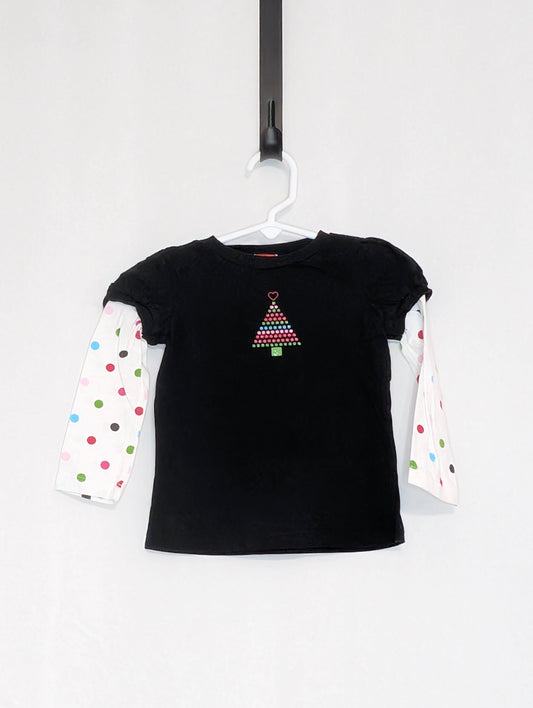 VGUC l/s faux layered T glitter Christmas tree - size Toddler - 2T