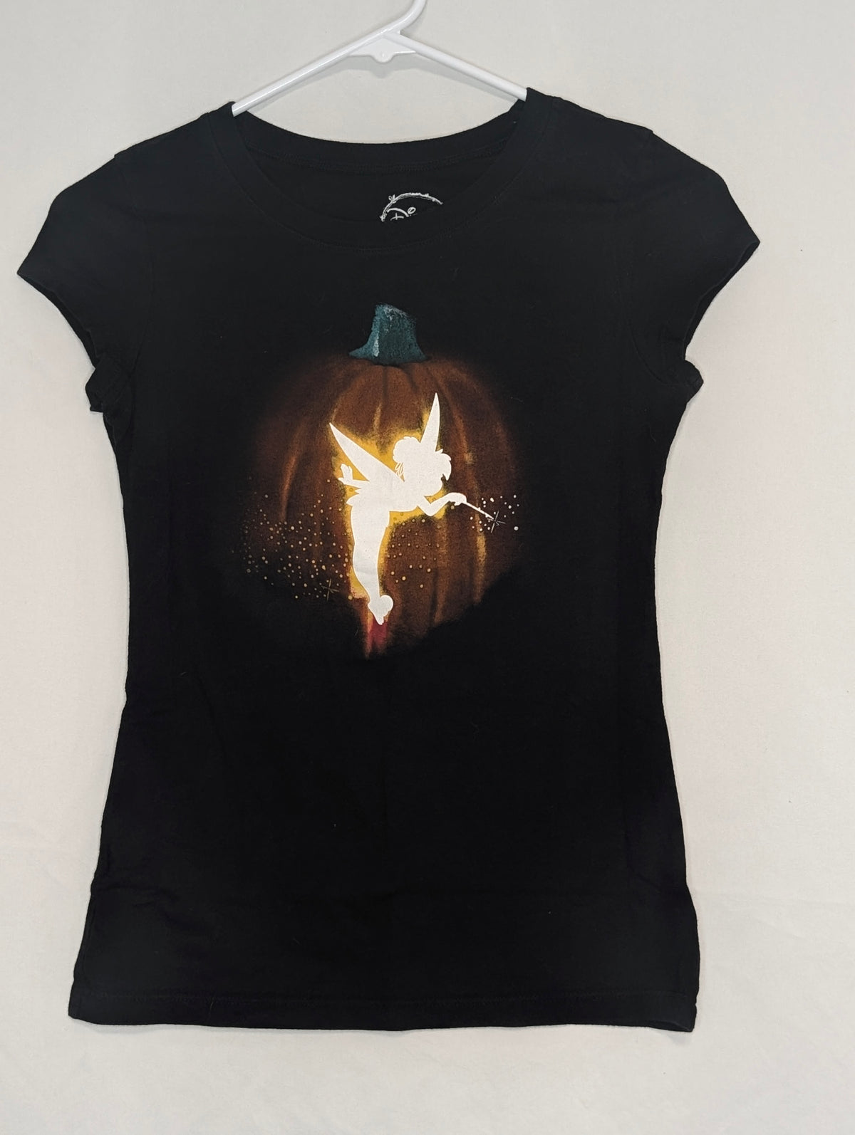 VGUC Disney s/s women's black tee, Tinkerbell - size Women - XS (0/2)