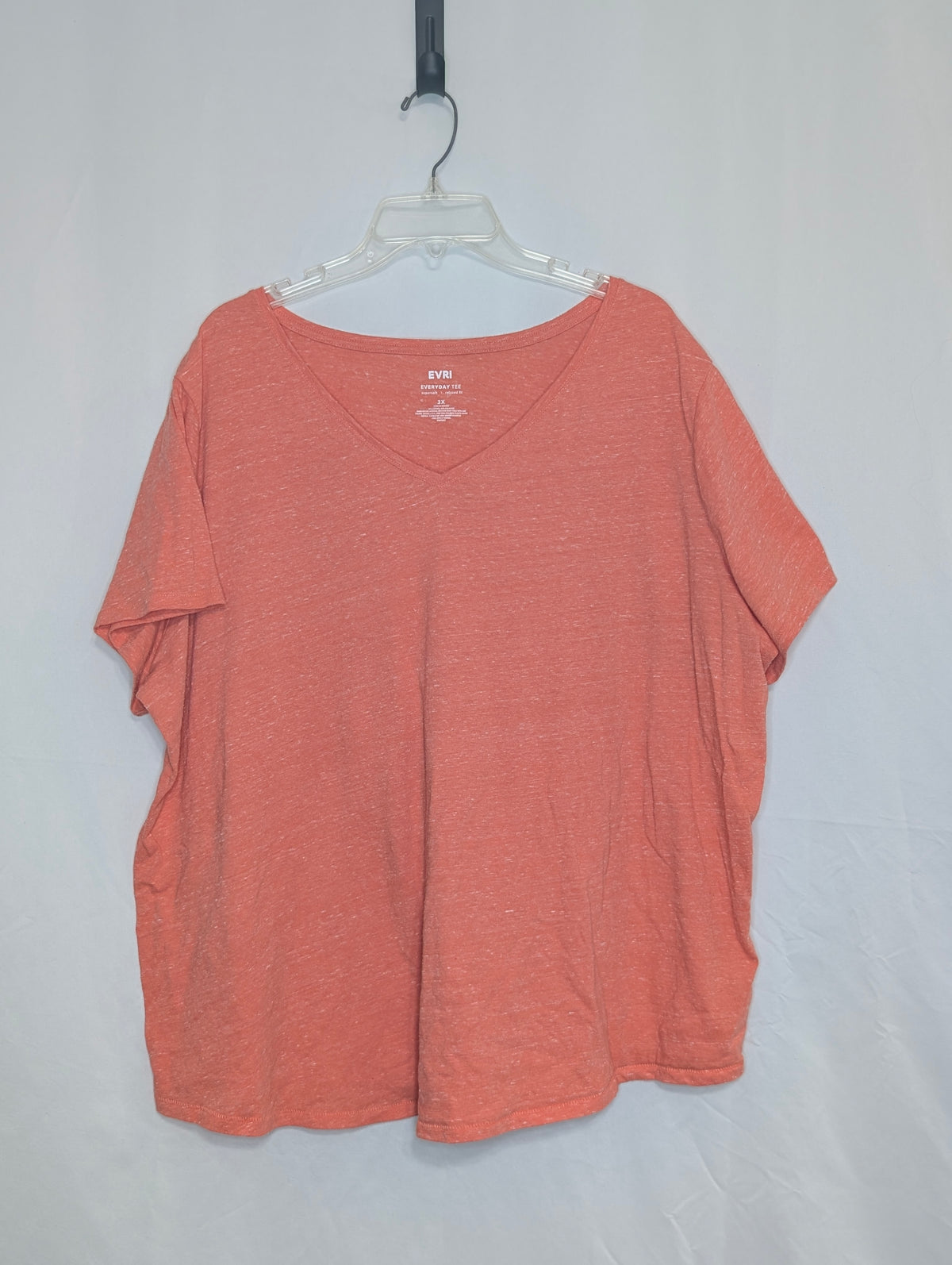 VGUC Evri deep vneck s/s tee, orange spacedye - size Women - 3X (24/26W)