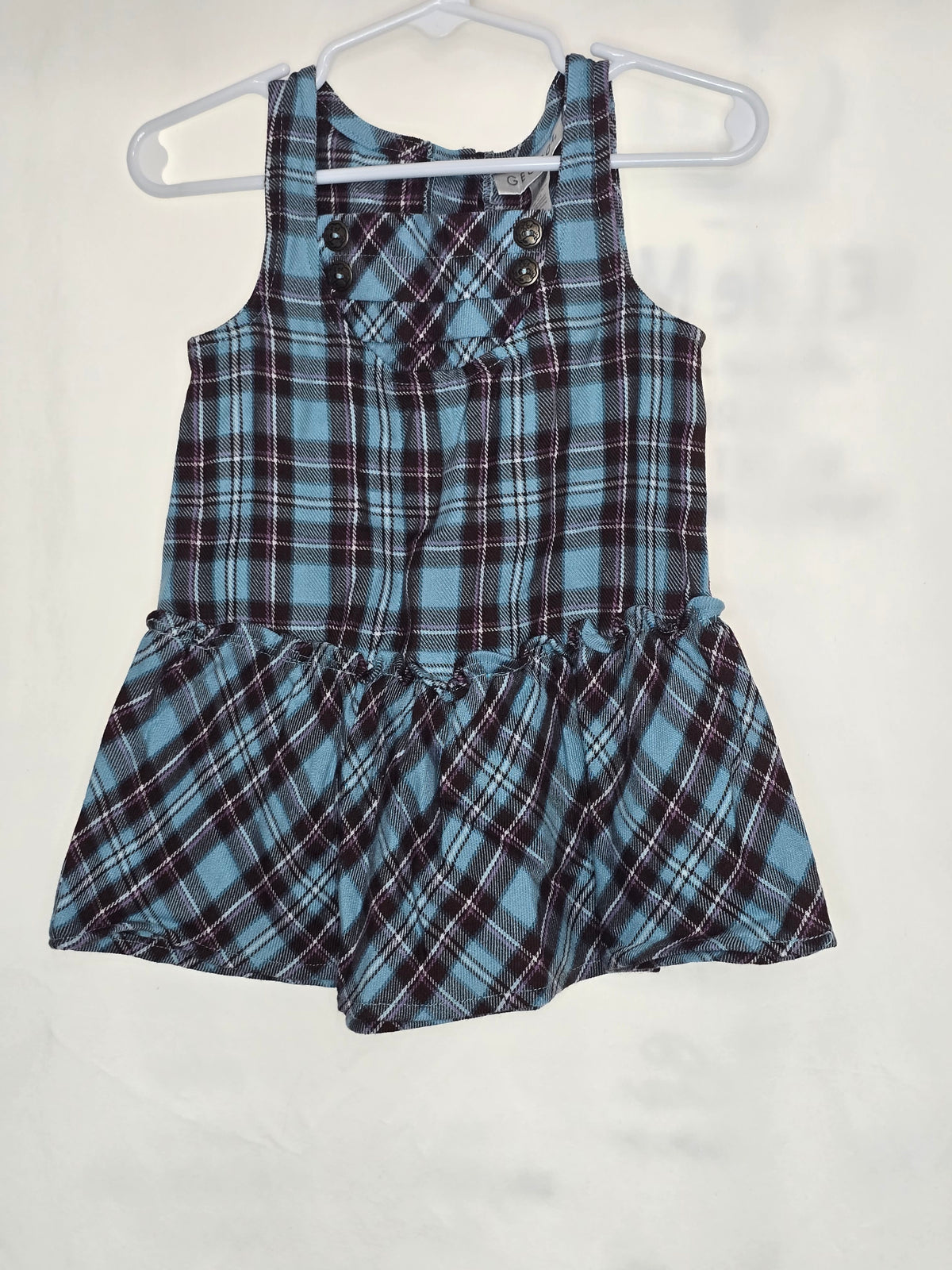 EUC blue/brown plaid jumper dress - size Month - 12-18 / 18M