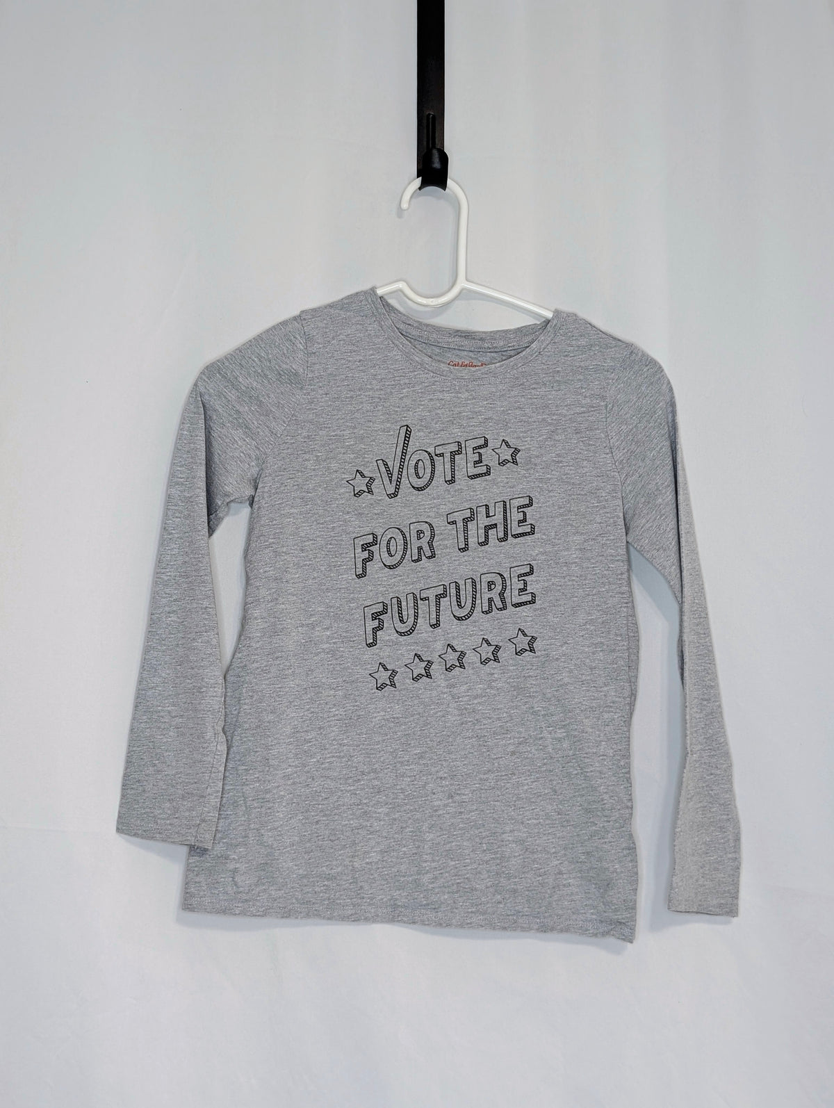 EUC C&J l/s heather grey tee, Vote for the Future - size Youth - 10 (L)