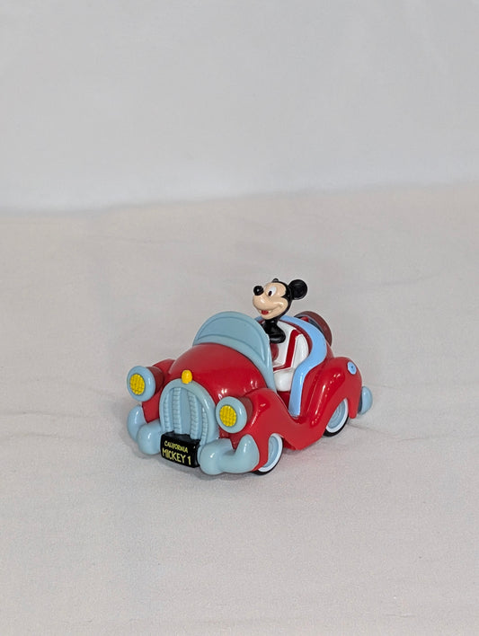 VGUC Mickey pull-back friction car, red &