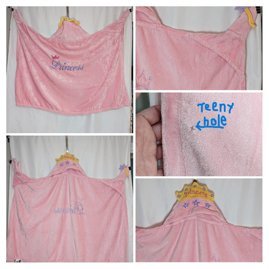 Minky wrap blanket w/ hood, Princess w/crown