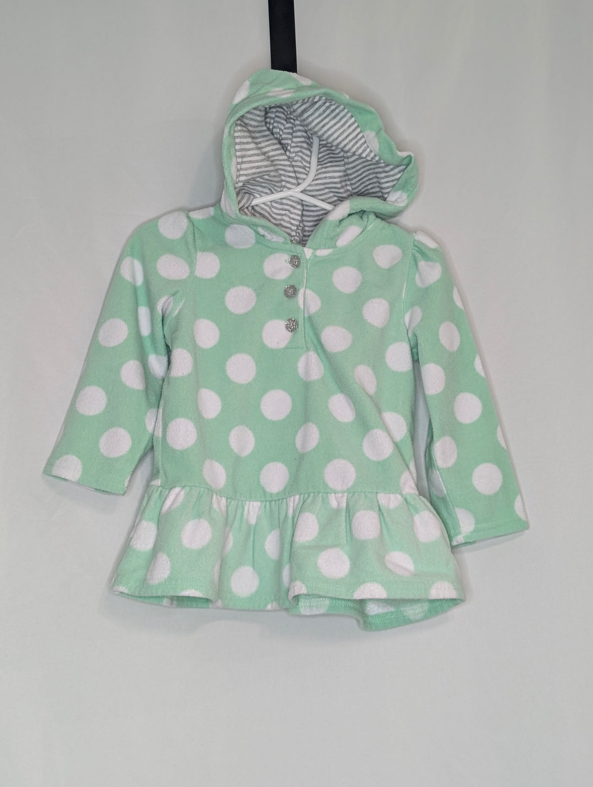 EUC Carter fleece 3- button hooded tunic, - size Toddler - 2T