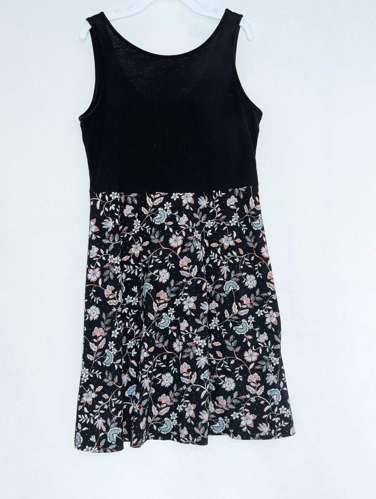 EUC ON tank dress, black upper, floral printed - size Youth - 10 (L)