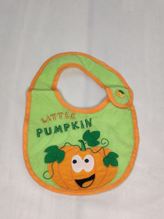 VGUC Little Pumpkin bib, green/orange
