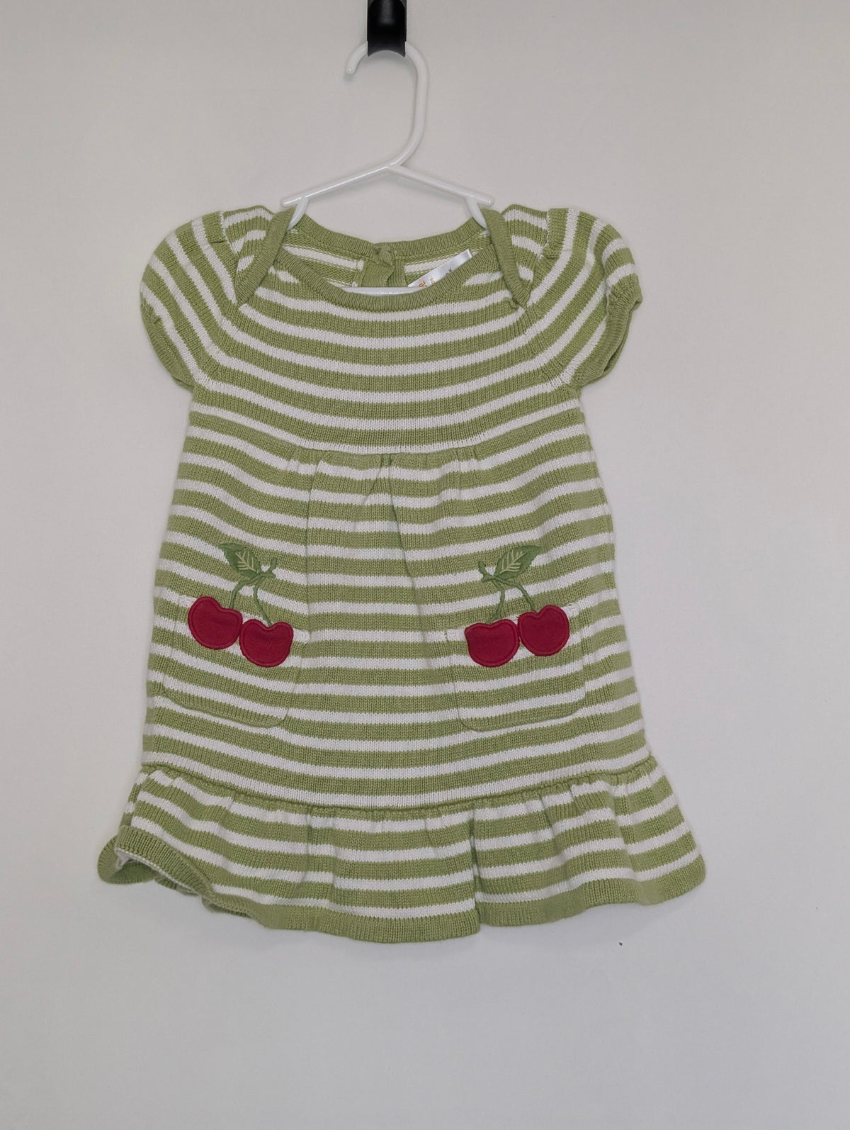 EUC Gymboree s/s sweater dress, green & white - size Month - 18-24 / 24M