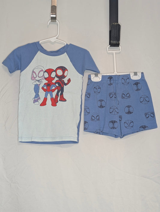 VGC 2pc snugfit pj set, Spidey & Friends s/s top - size Youth - 5 (XS)