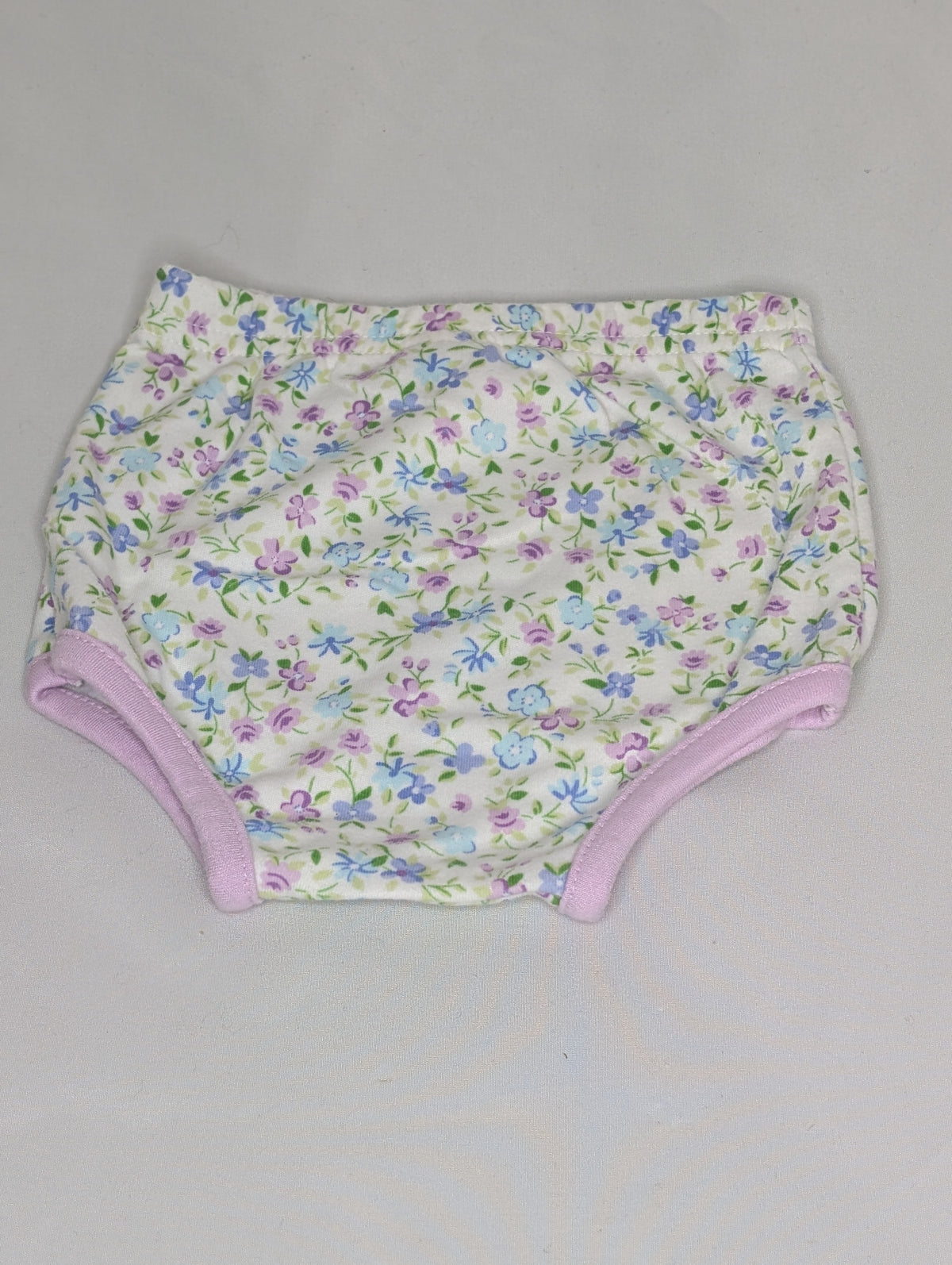 EUC soft cotton diaper cover, white w/ purple - size Month - 6-9 / 9M