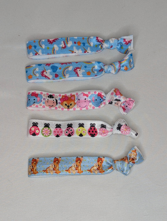 NEW 5pc elastic hair ties, 2 unicorn, 1 Bambi