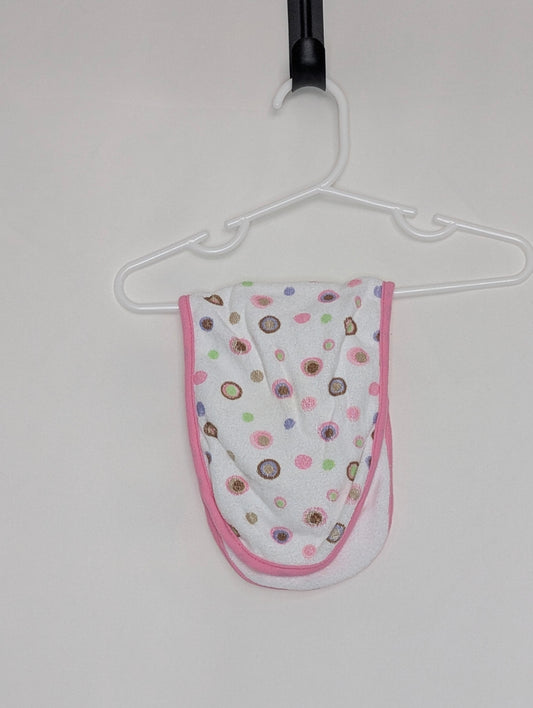 EUC terry burp cloth, white w/pink trim &