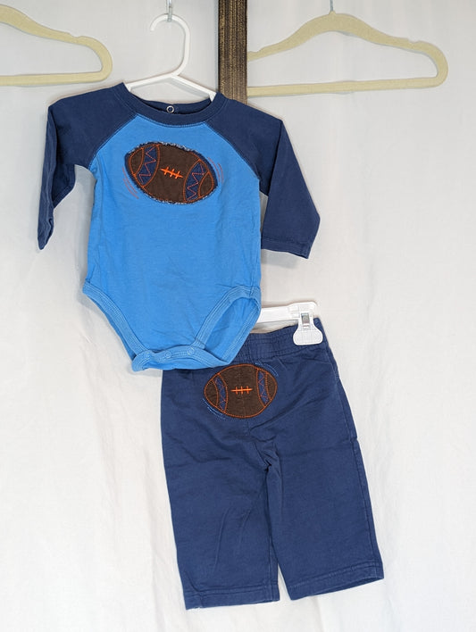 GUC JumpBean 2pc blue pants w/football on butt - size Month - 6-9 / 9M