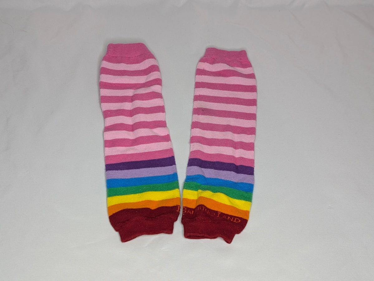 EUC leg warmers, rainbow w/pink stripes, one size