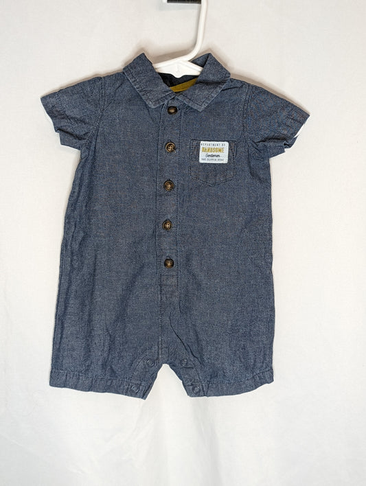 EUC Carter romper, chambray s/s & shorts, - size Month - 0-3 / 3M