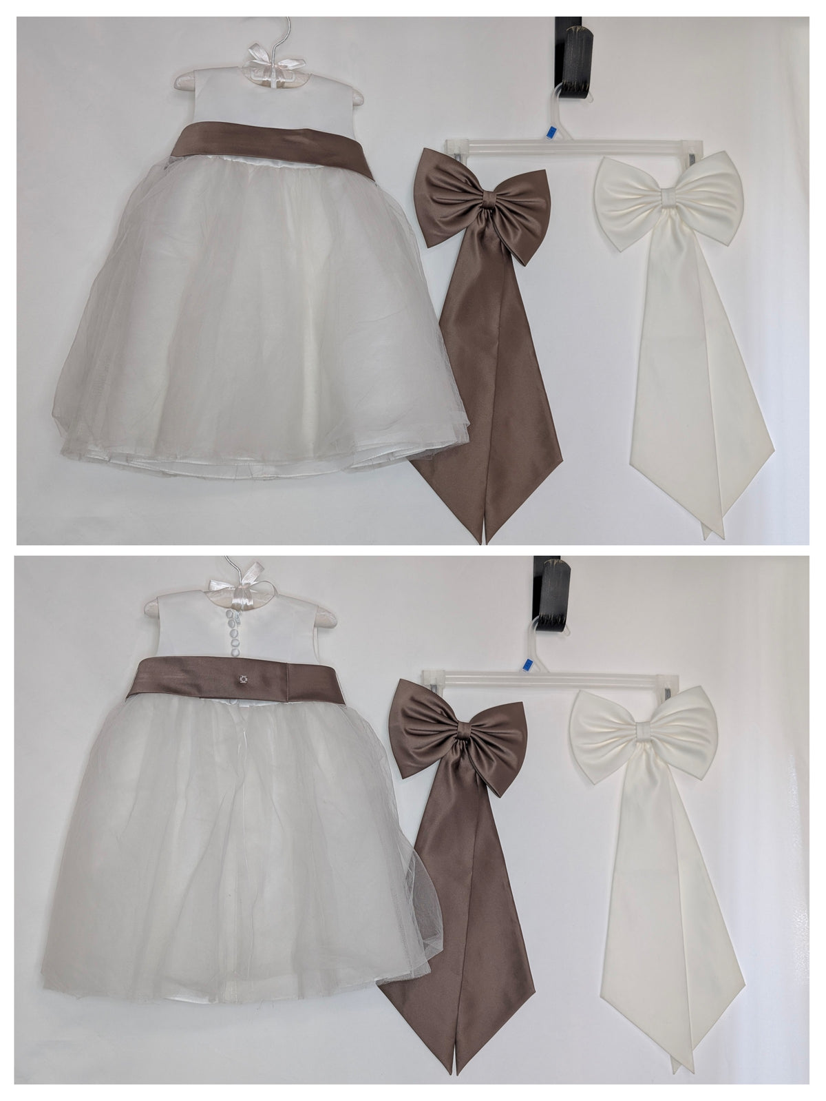 EUC David'sBridal ivory satin & tulle dress; has - size Month - 12-18 / 18M