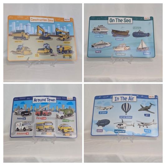 EUC 4-pc Transportation placemats, silicone