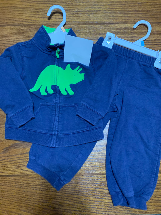 Navy dino 2-pc *Carter's zip-up/pants - size Month - 18-24 / 24M