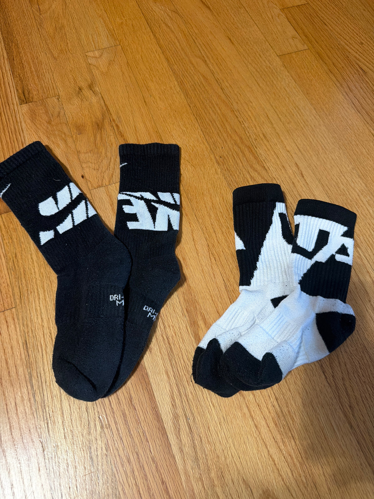 2 pairs socks Nike. Under Armour - size Youth - 8 (M)