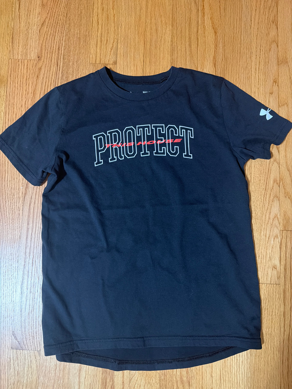 Black Under Armour tee Protect This House - size Youth - 10 (L)