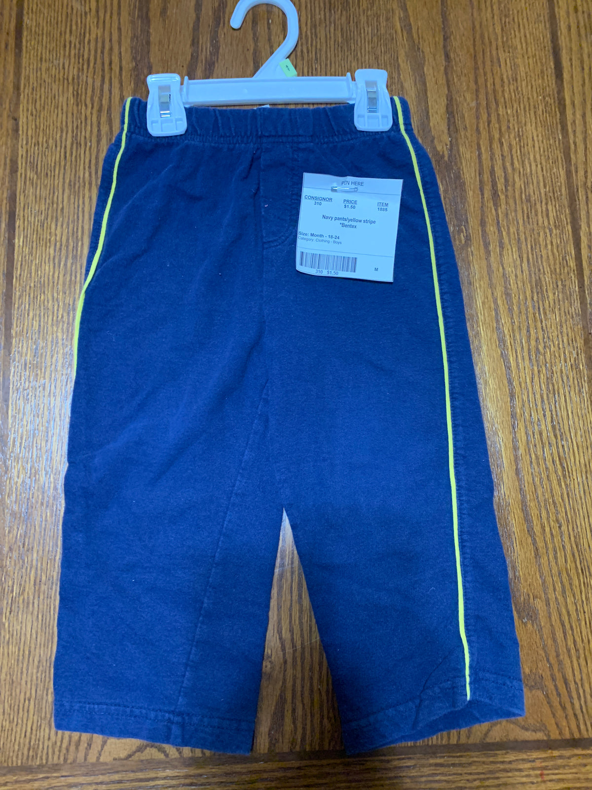 Navy pants/yellow stripe *Bentex - size Month - 18-24 / 24M