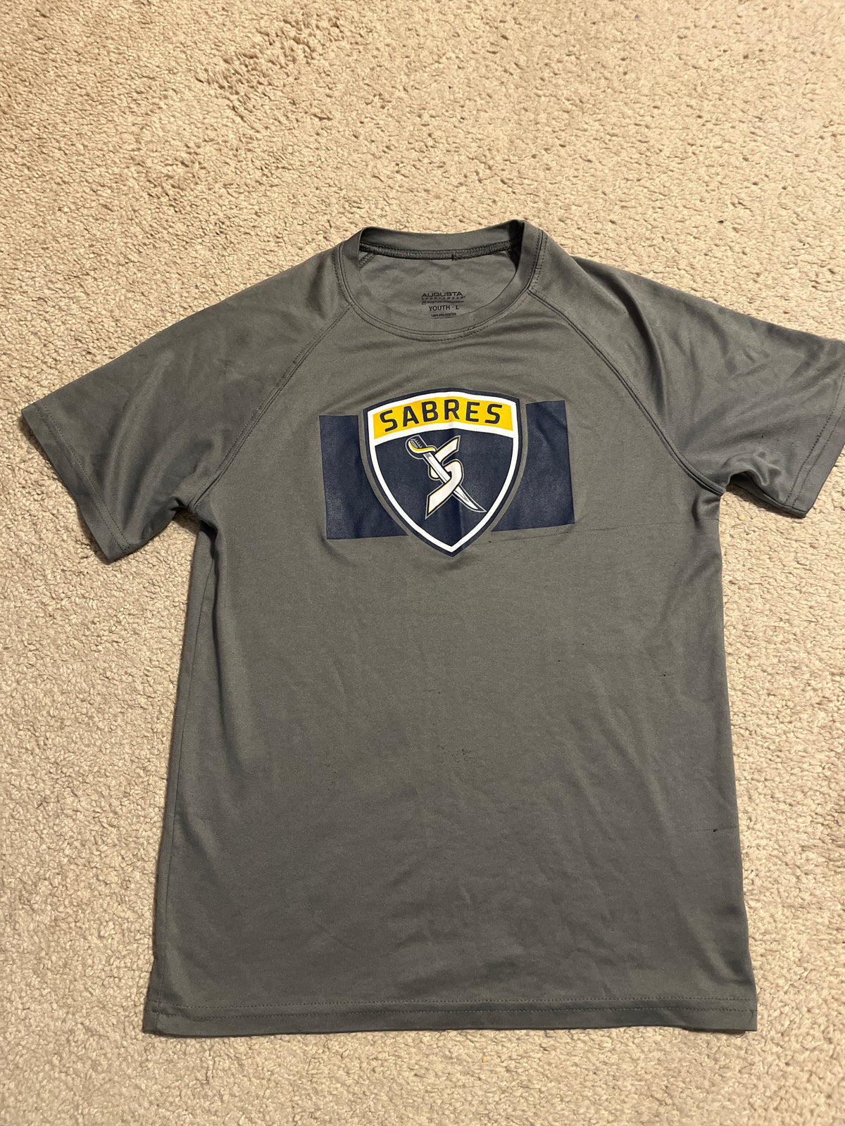 Grey Sabres tee Augusta Sportswear - size Youth - 10 (L)