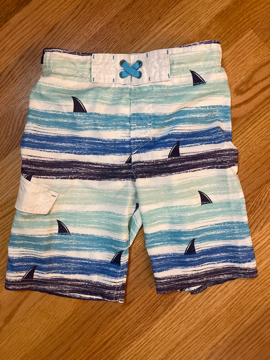 Blue shark fins trunks Cat & Jack M 8/10 - size Youth - 8 (M)