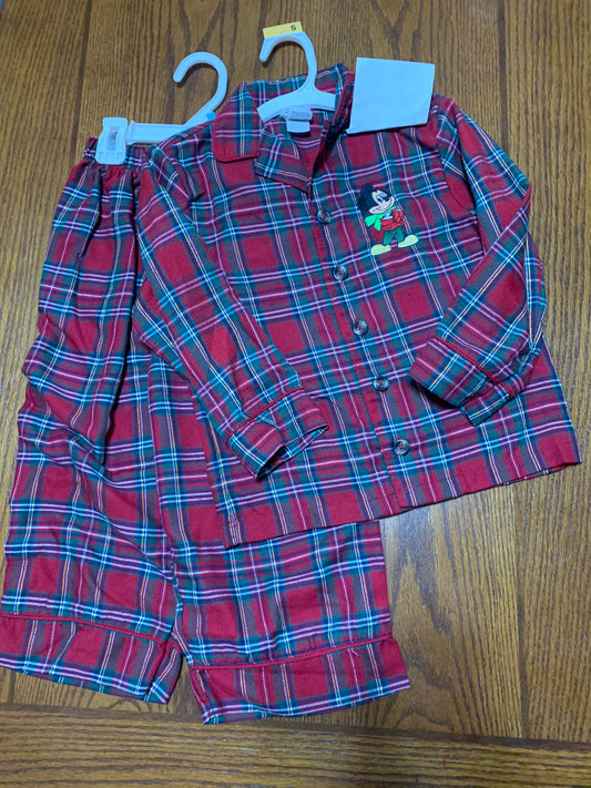 Red plaid Mickey PJs Disney Store - 2 pc - size Youth - 4 (XS)