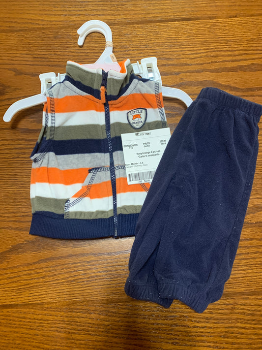 Navy/orange  2-pc set *Carter's vest/pants - size Month - 3-6 / 6M