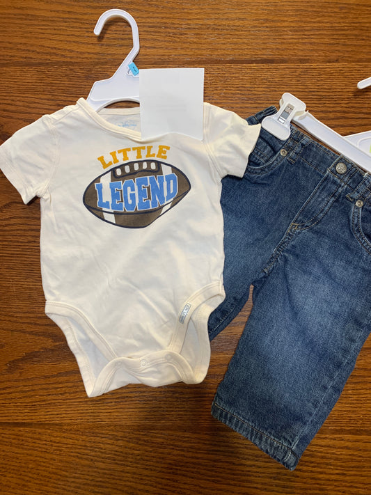 Football onesie/jeans *Children's Place-2 pc - size Month - 6-9 / 9M