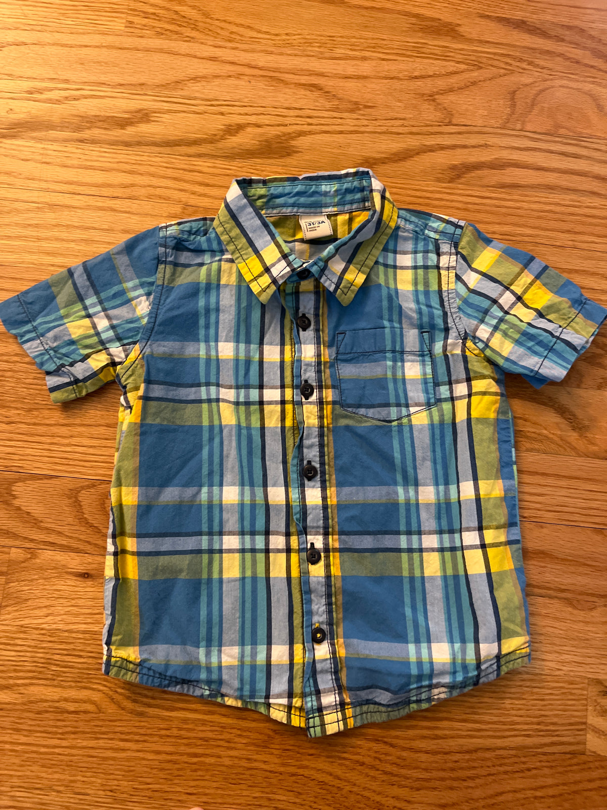 Blue/yellow plaid shirt Old Navy ss button-down - size Toddler - 3T