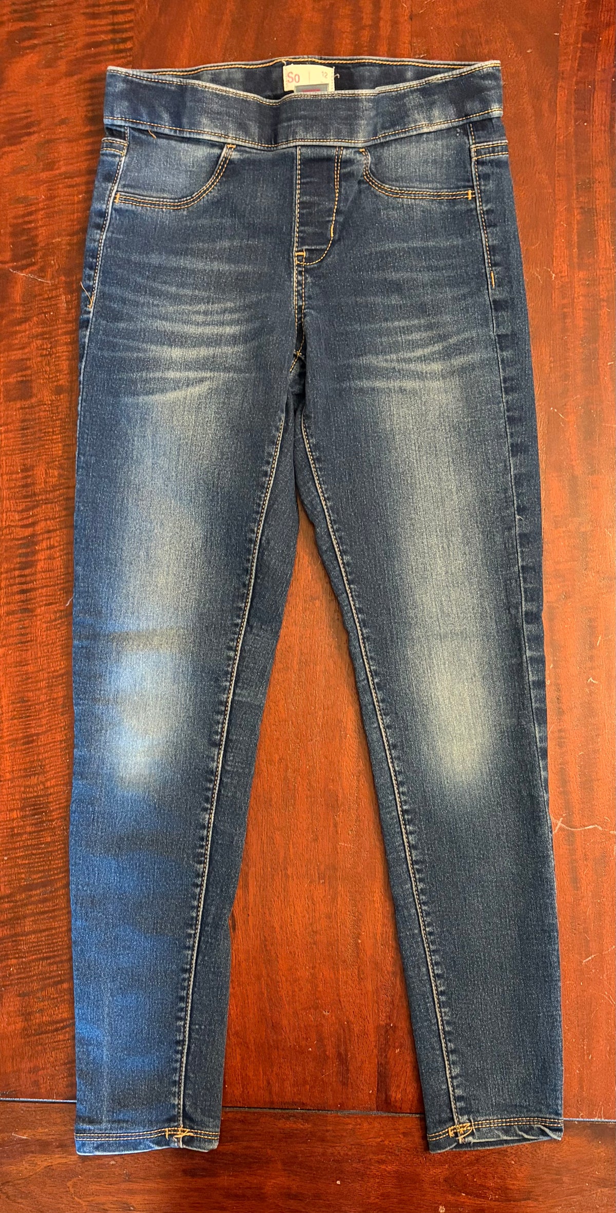 SO BLUE PUL ON JEGGING SKINNY STRETCHY EUC - size Youth - 12 (L)