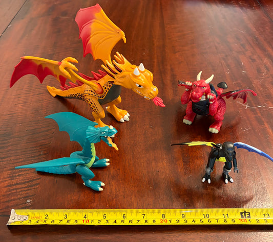 4 DRAGON FIGURES VARIOUS SIZES