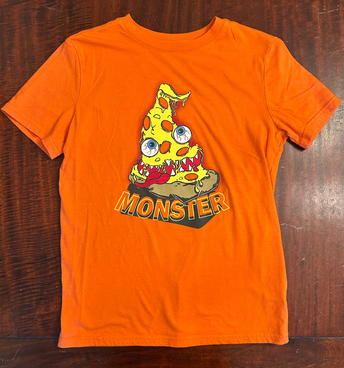 CAT&JACK ORANGE MONSTERS SHIRT PLAY COTTON - size Youth - 12 (L)