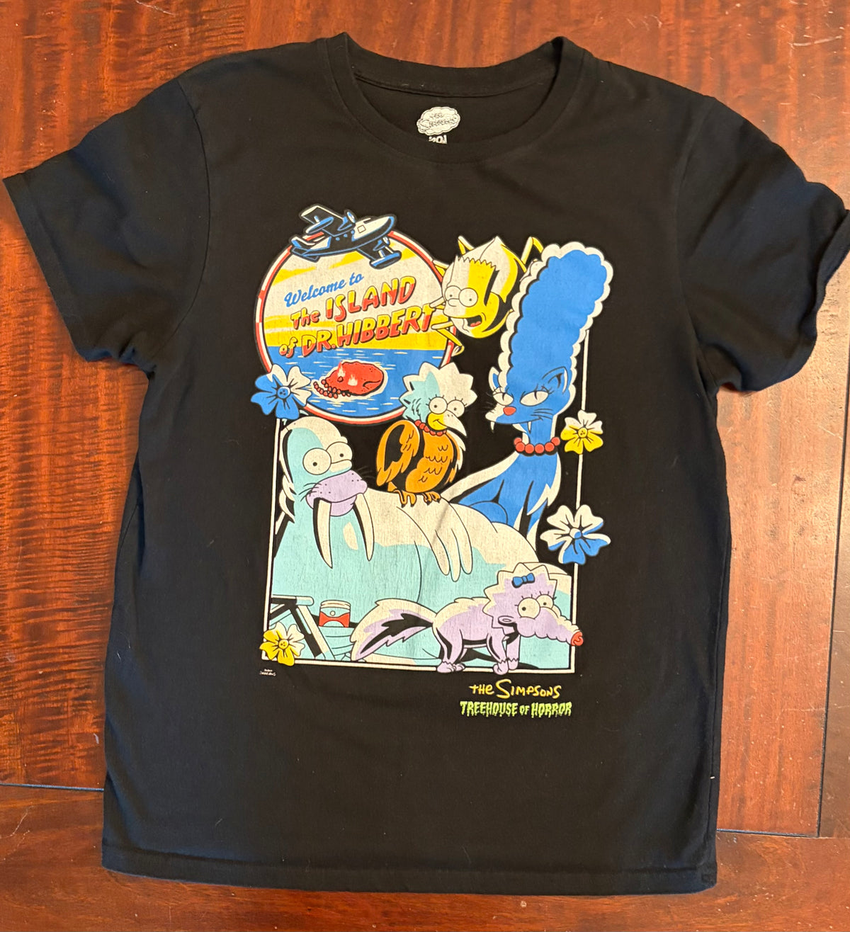 SIMPSONS BLACK T-SHIRT GUC COTTON - size Youth - 10 (L)