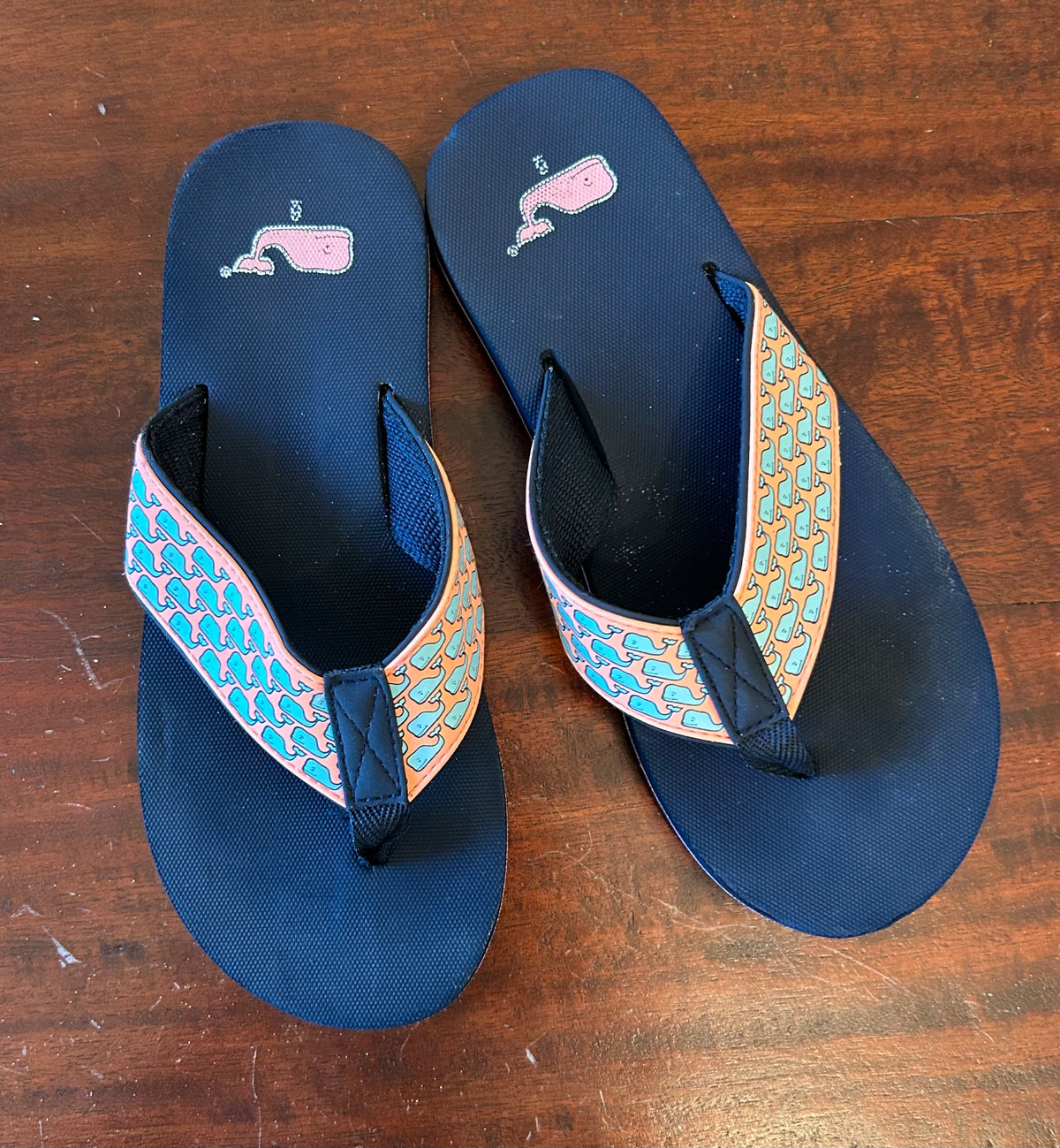 WHALE FLIP FLOPS WORN ONCE - size Shoes - Adult 5