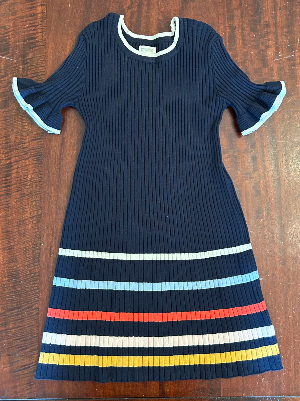 GYMBOREE NAVY STRIPE SWEATER DRESS SOFT EUC - size Youth - 5 (XS)