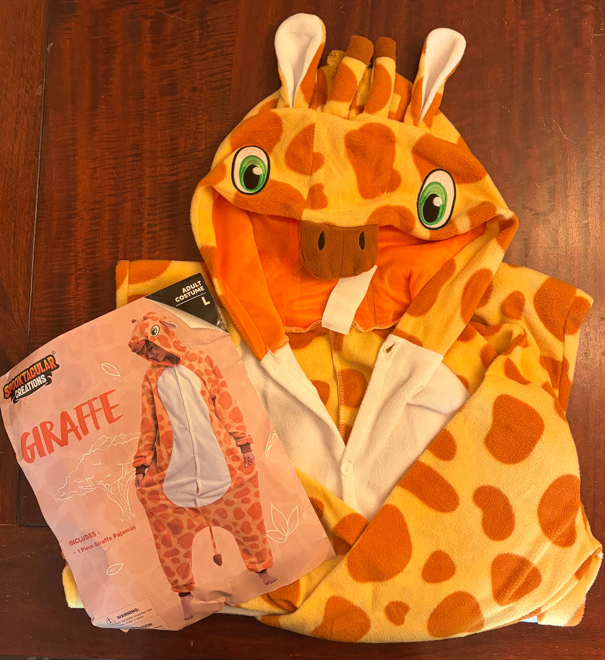 GIRAFFE COSTUME ADULT SIZE BUTTONS PLAY - size Teen/Men - L (36-38)