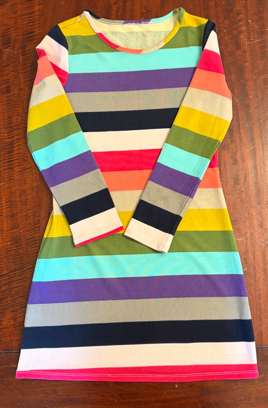 STRIPE RAINBOW SWEATER DRESS THIN EUC - size Youth - 6 (S)
