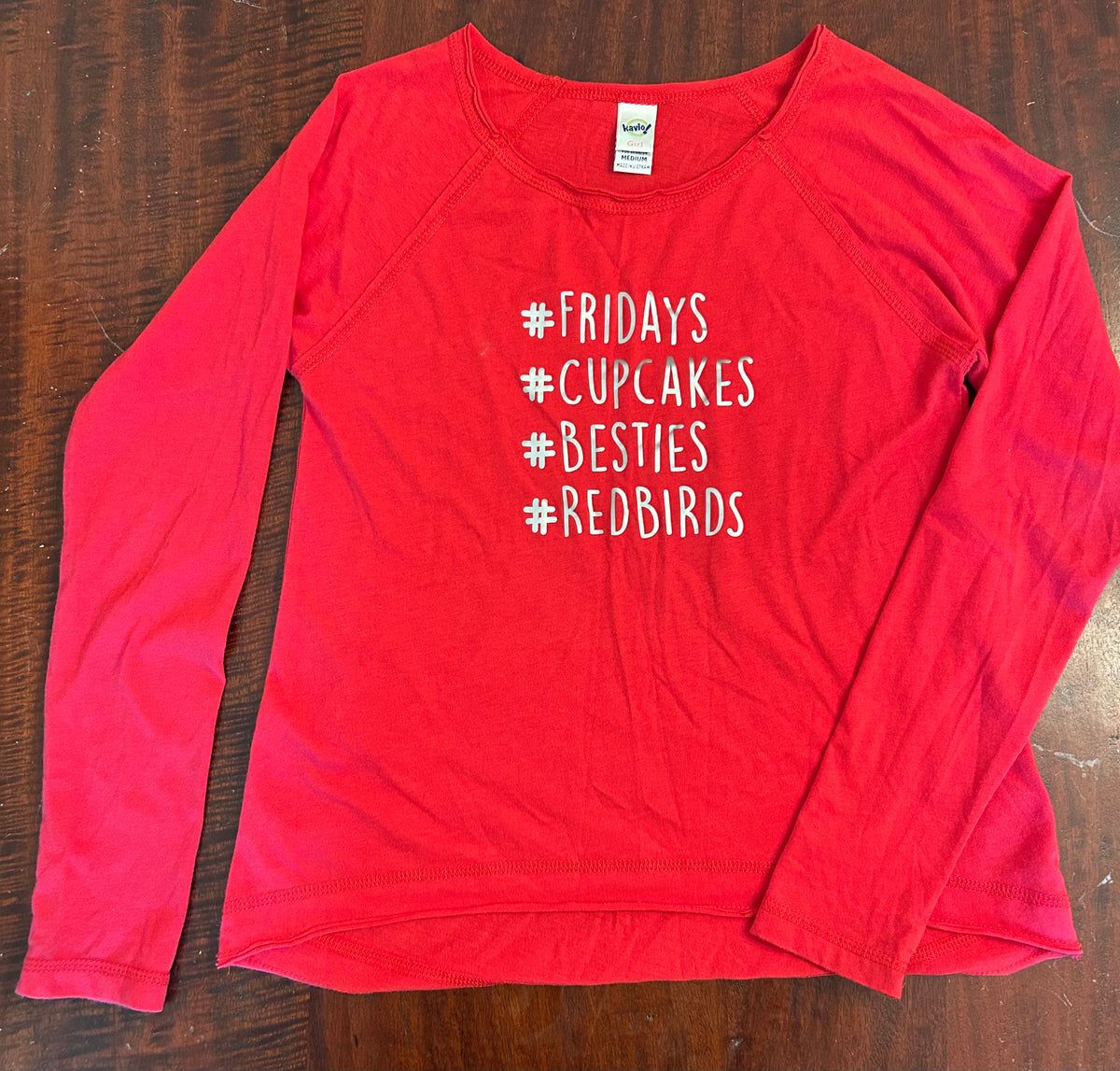 RED LONG SLEEVE SHIRT COTTON GUC - size Youth - 7 (S)