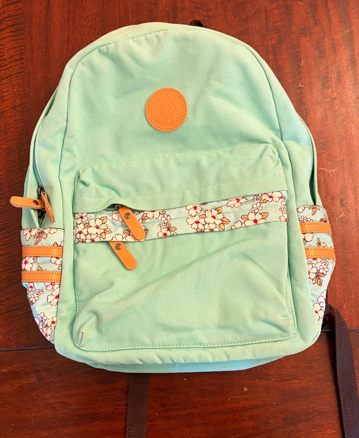 CANVAS BACKPACK LIGHT SAGE EUC BROWN INSIDE