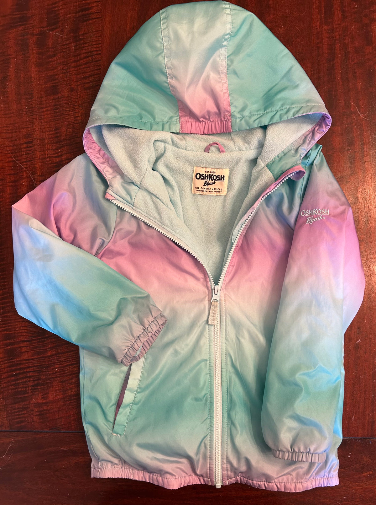 OSHKOSH RAIN JACKET TIE DIE GUC WITH LINING - size Youth - 6 (S)