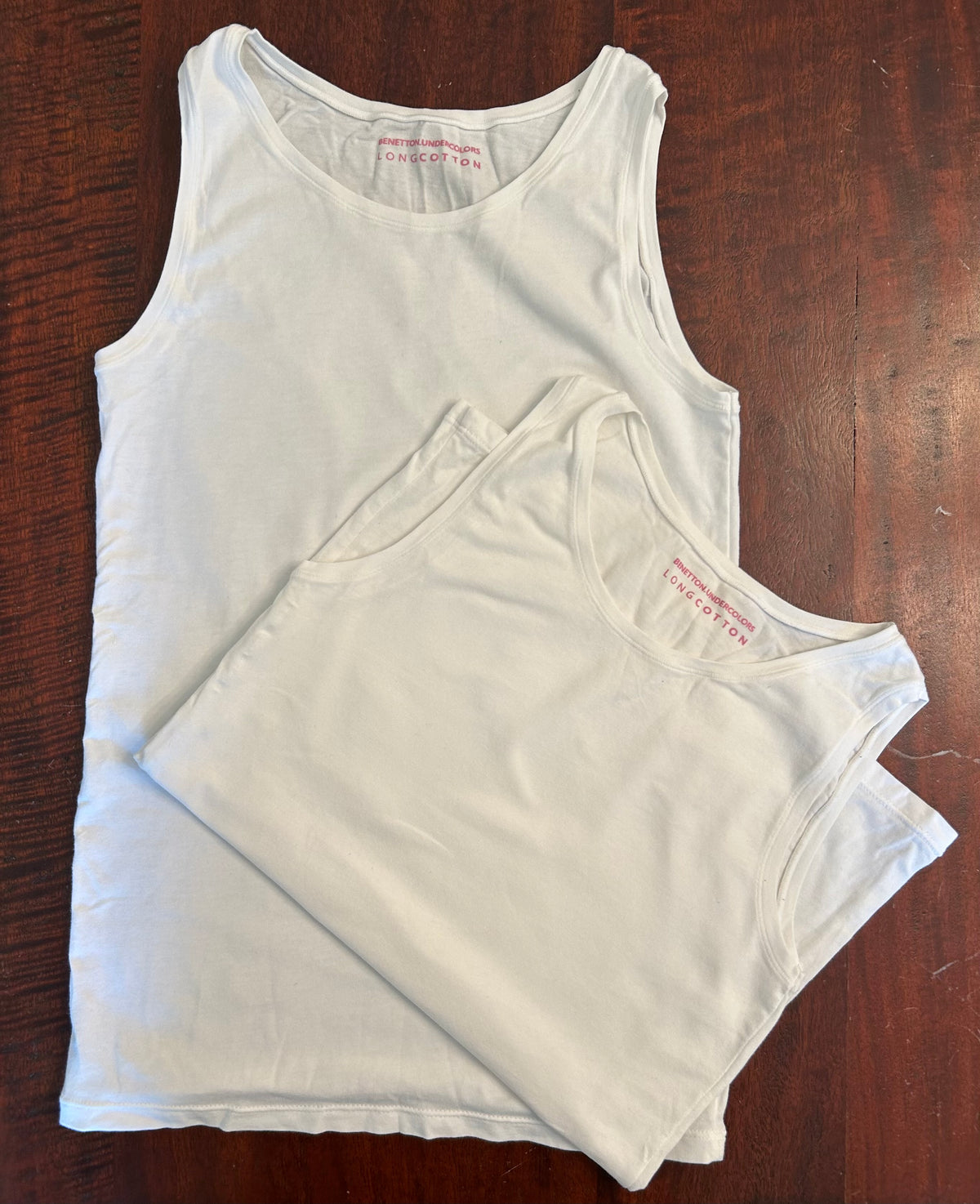 BENETTON WHITE COTTON 2 UNDERSHIRTS EUC LIKE NEW - size Youth - 5 (XS)