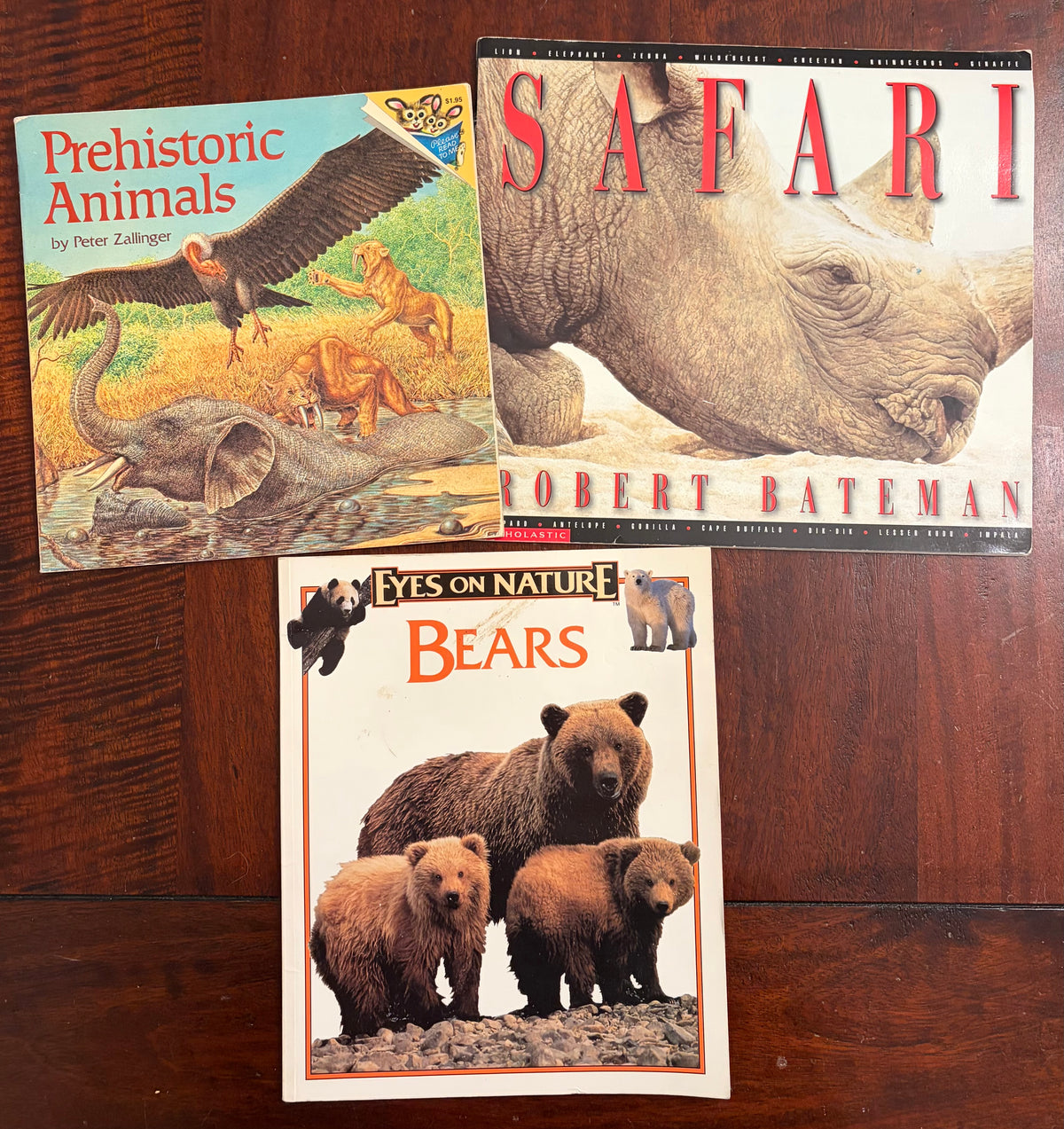 BEARS, PREHISTORIC ANIMALS & SAFARI 3 BOOKS