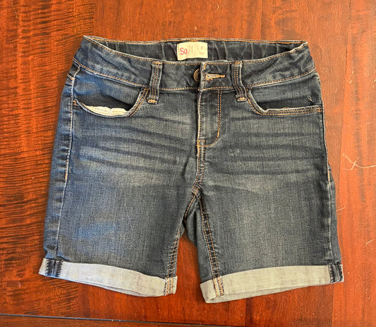 SO blue jean shorts EUC STRETCHY VGUC - size Youth - 8 (M)
