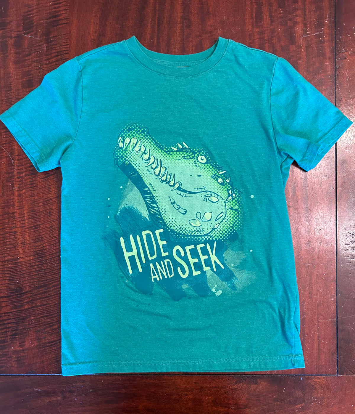 CAT&JACK GREEN CROCK T-SHRT COTTON CGUC - size Youth - 12 (L)