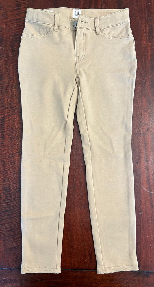 GAP THICK COTTON PANTS BEIGE WAIST ADJUST EUC - size Youth - 7 (S)