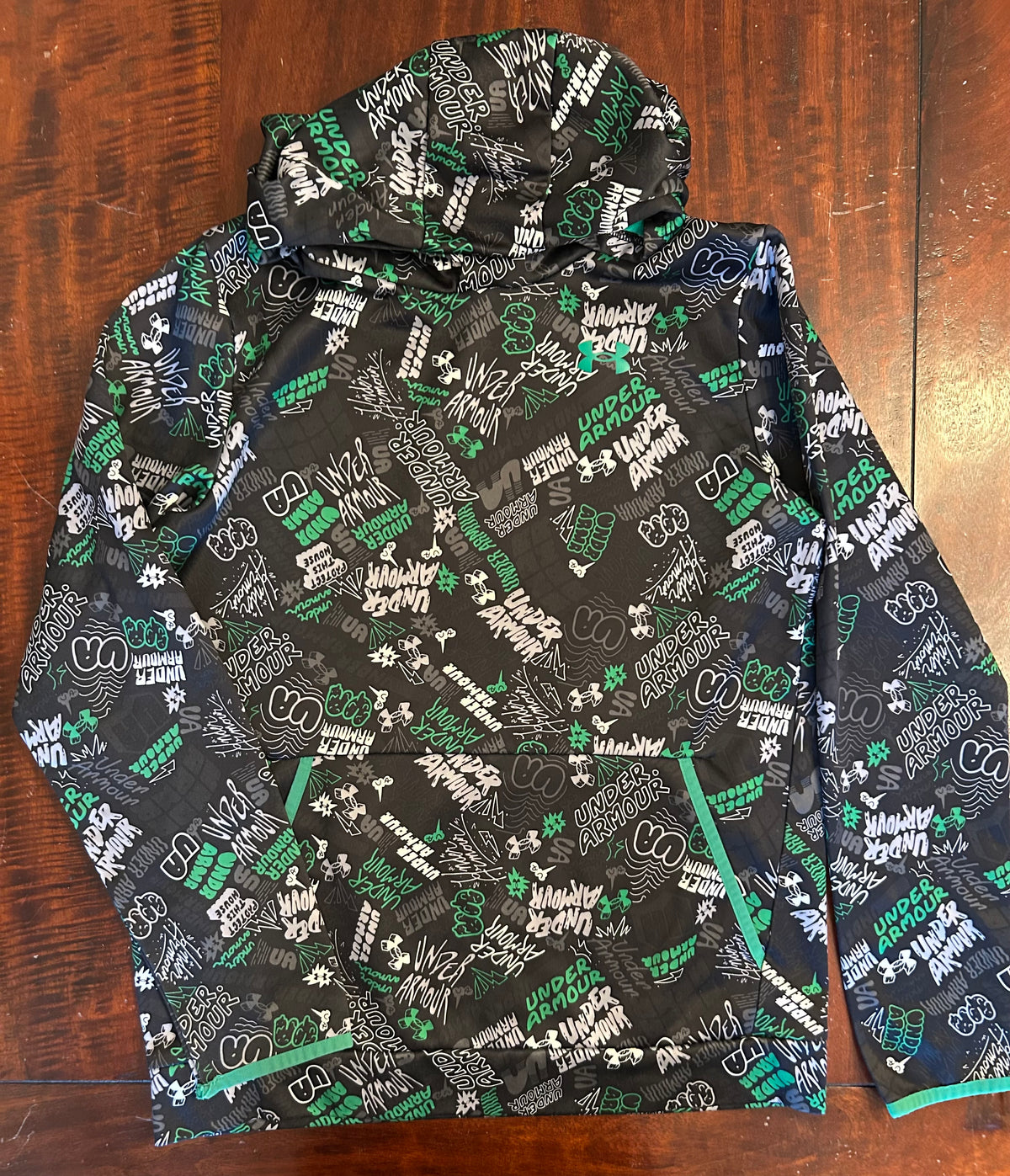 UNDERARMOR GREEN FLEECE JUMPER GUC - size Youth - 14 (XL)