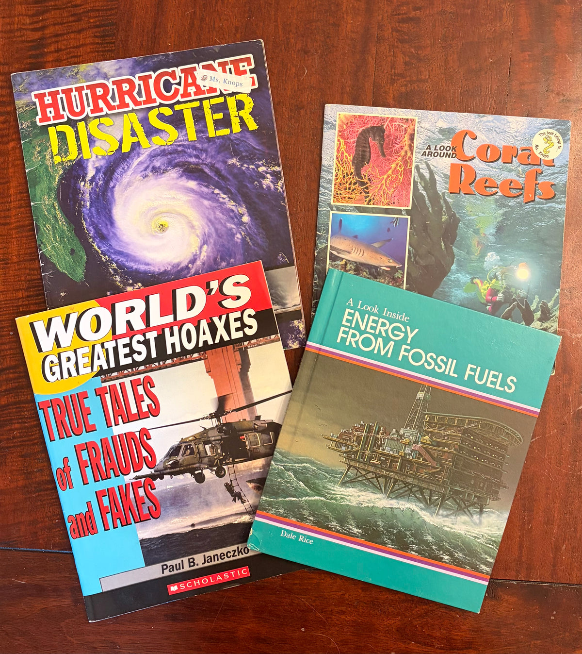 SCHOLASTIC REEFS, HOAXES HURICANES 4 BOOKS