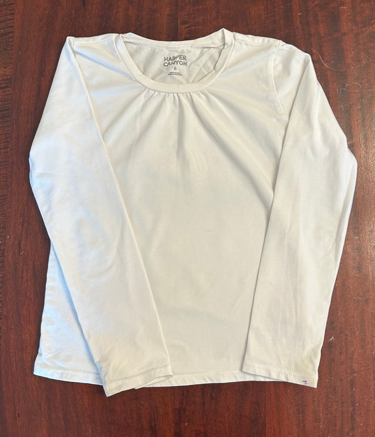 HARPER CANYON WHITE L/S COTTON SHIRT - size Youth - 6 (S)
