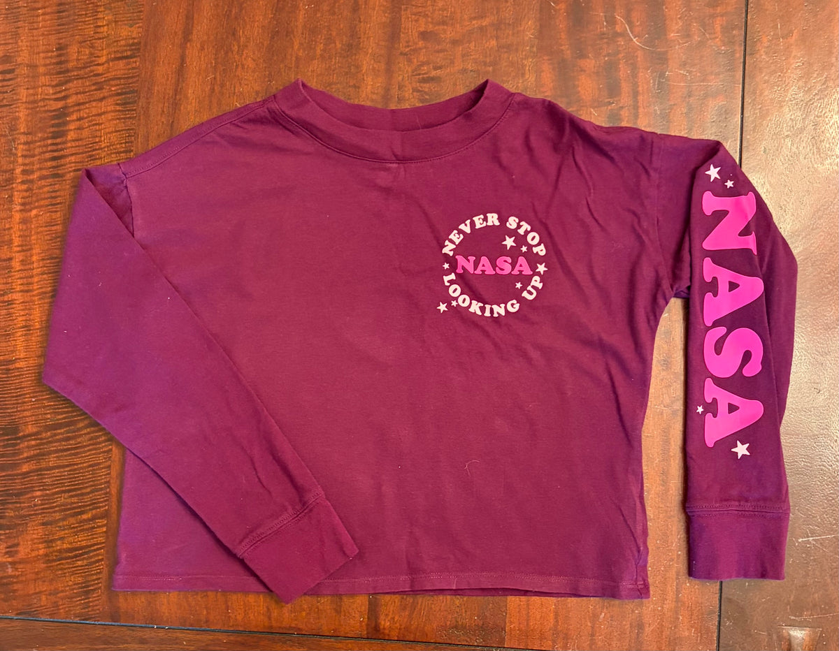 GAP BURGUNDY LONG SLV CROPPED TOP THIN - size Youth - 7 (S)